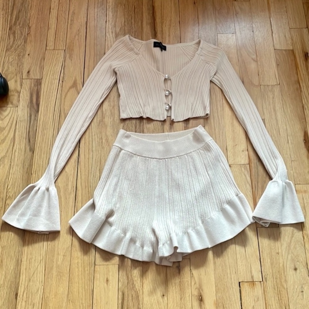 House of Harlow (BUNDLE) 1960 X Olivia light oak cardigan and short set XS - Picture 6 of 11